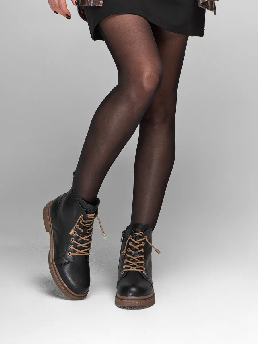 Ботинки женские зимние натуральная кожа на каблуке 25-ZBU12-9-1013