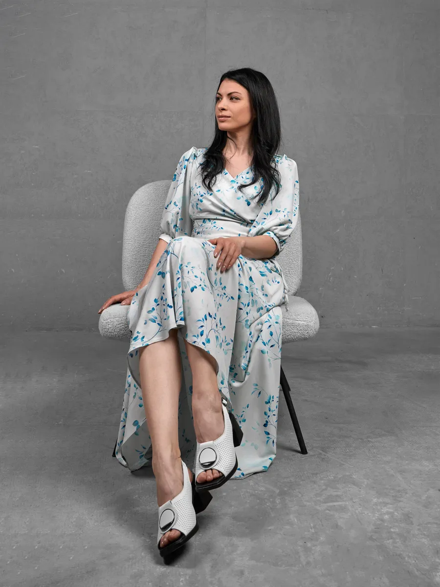 Босоножки женские летние натуральная кожа на каблуке белые 31F5-36-020