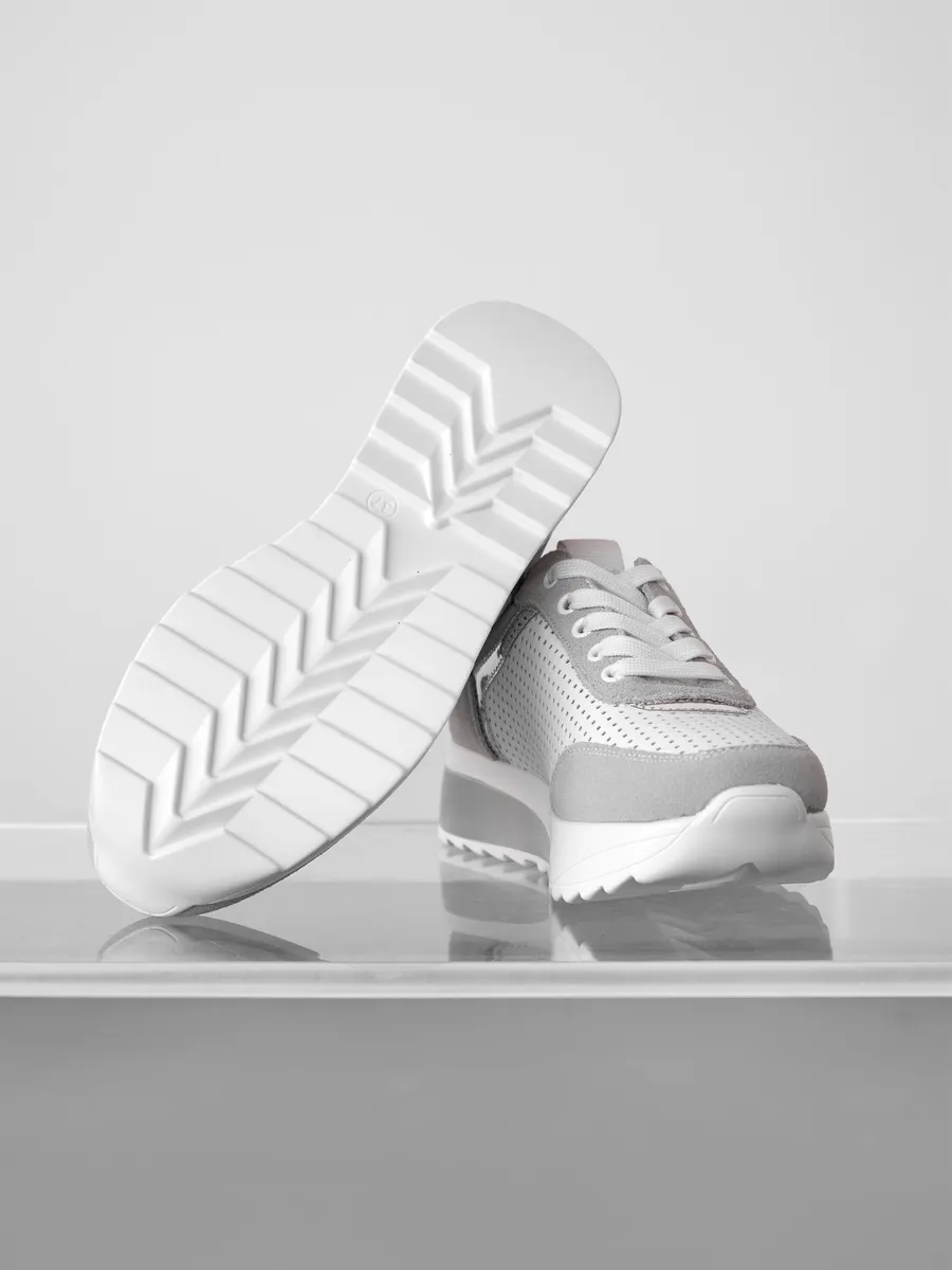 Кроссовки женские летние белые дышащие на платформе FB218-020