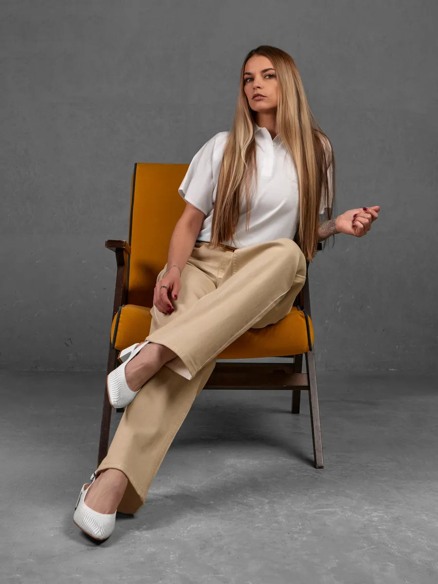 Туфли женские на низком каблуке летние кожаные открытые 31W25-25-012