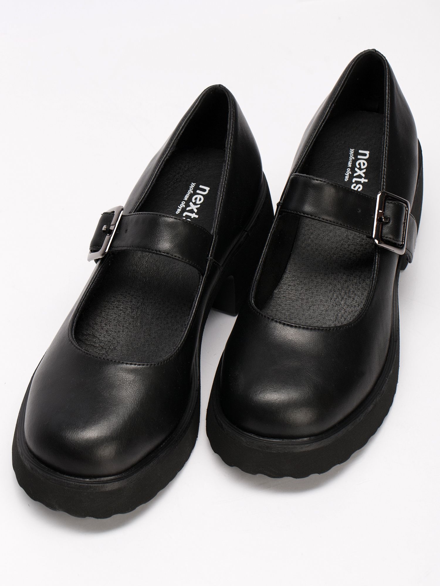 Туфли женские натуральная кожа черные на каблуке осенние KF329-010K