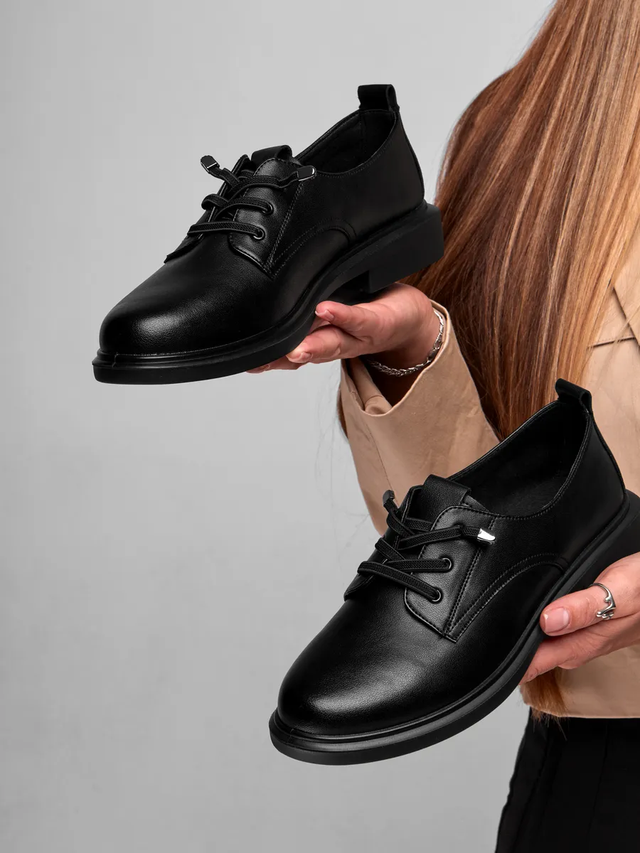 Туфли женские осенние на низком каблуке натуральная кожа EH119-130