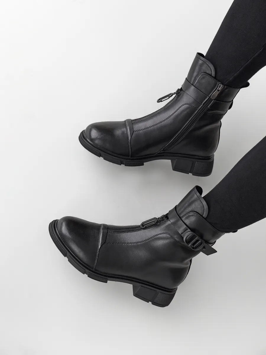 Ботинки женские зимние натуральная кожа на каблуке 42-ZBE25-23-101