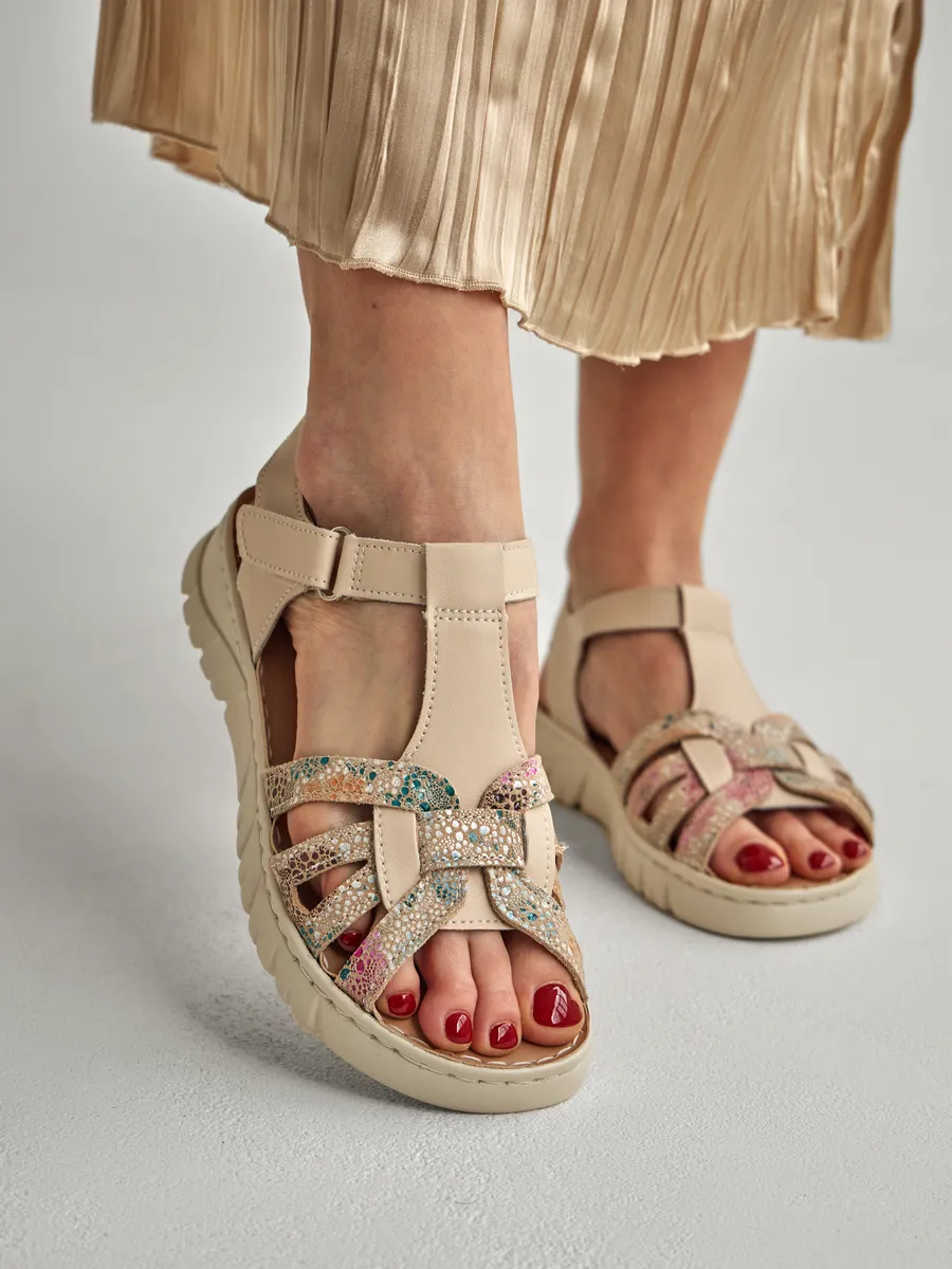 Босоножки женские летние натуральная кожа без каблука RN247-013