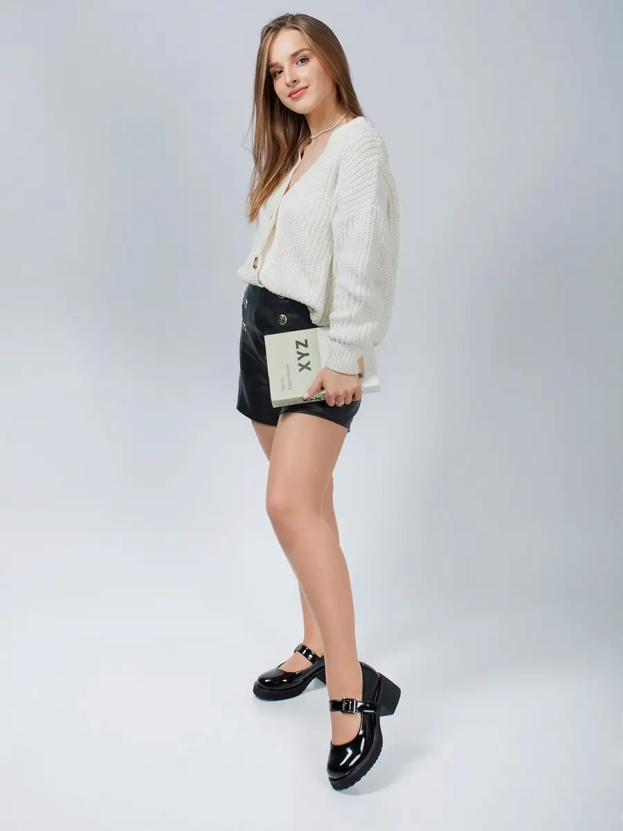 Туфли женские натуральная кожа черные на низком каблуке KF329-011K