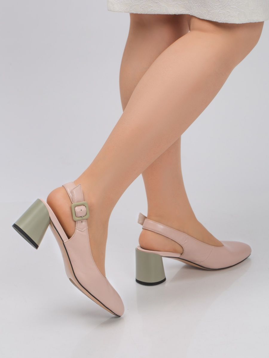 Туфли женские натуральная кожа летние на каблуке слингбэки 31W18-4-013