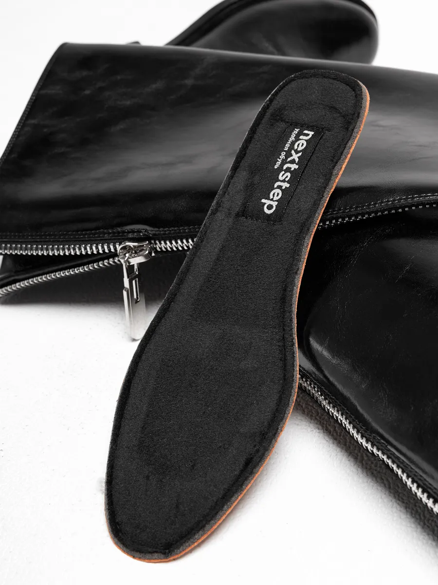 Сапоги женские демисезонные натуральная кожа черные XJ054-01KB-BL