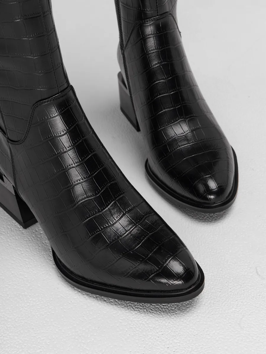 Сапоги женские демисезонные на каблуке натуральная кожа MH772-012k