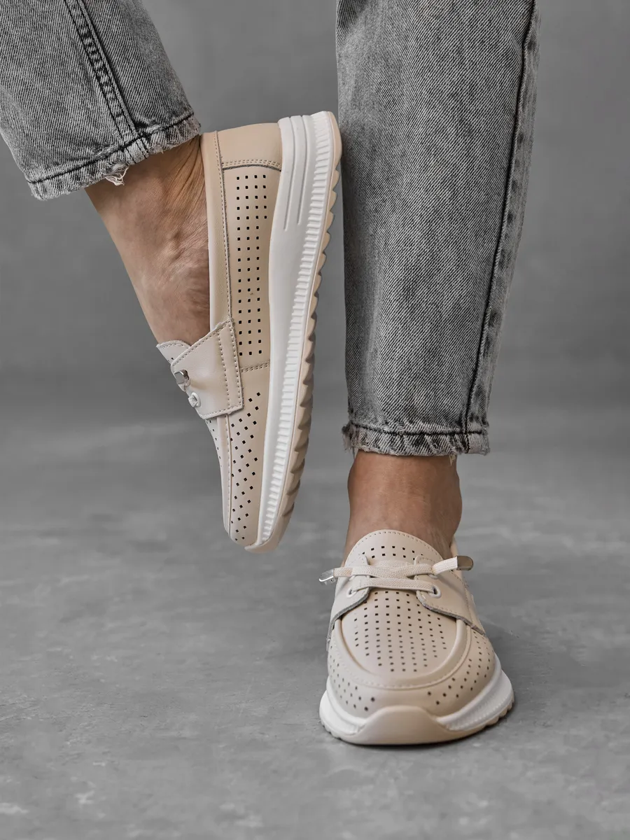 Мокасины женские летние дышащие натуральная кожа 41-TPY9-14-111