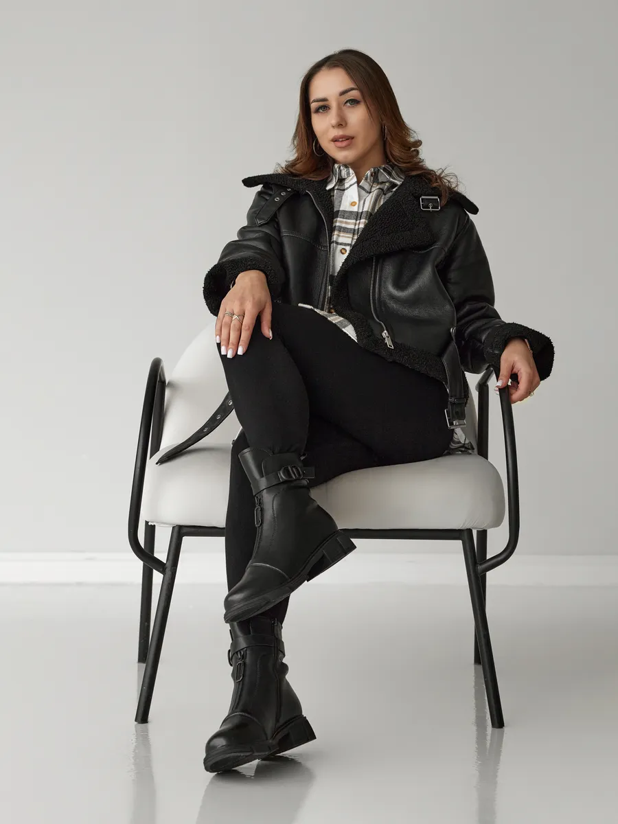 Ботинки женские зимние натуральная кожа на каблуке 42-ZBE25-23-101