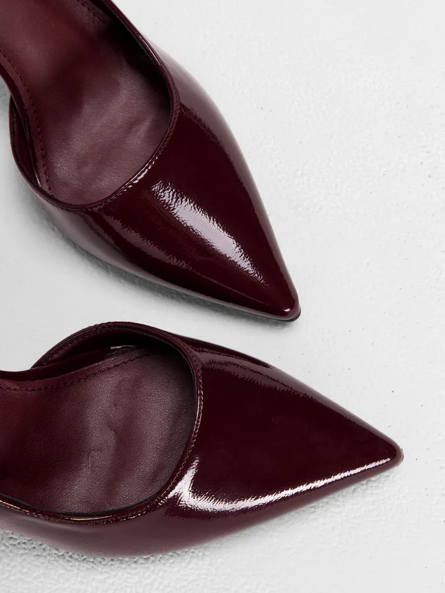 Туфли женские на каблуке вечерние лакированные бордовые HIR-52511-1E-AP