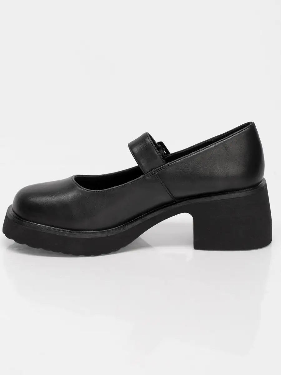 Туфли женские натуральная кожа черные на каблуке осенние KF329-010K