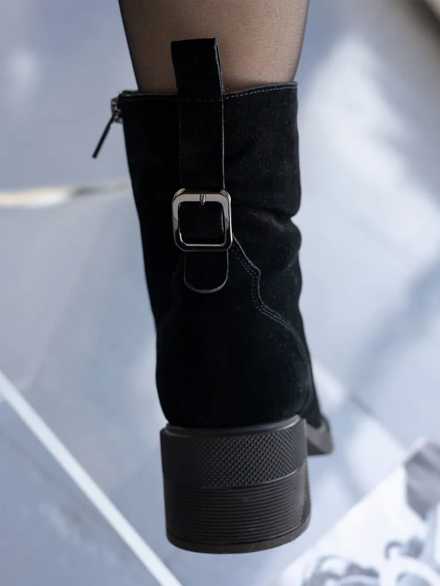 Ботильоны женские зимние натуральная замша на каблуке U513-031