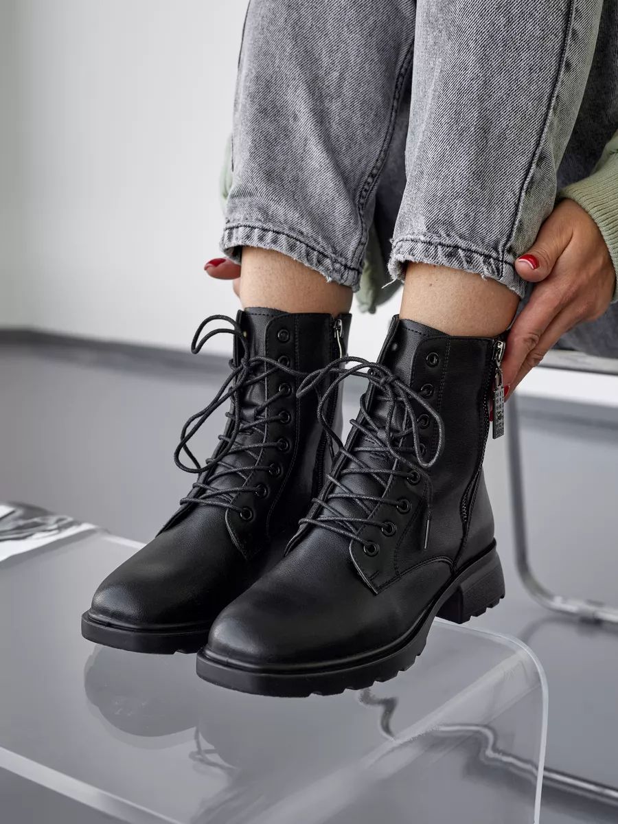 Ботинки женские демисезонные натуральная кожа на шнурках 42-DBU3-27-301k