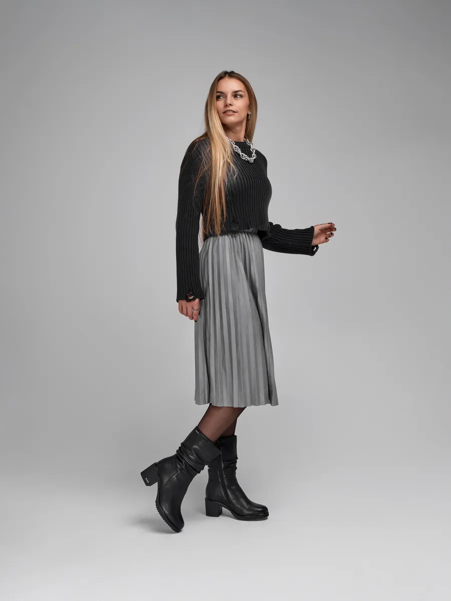 Полусапожки женские зимние натуральная кожа на каблуке GBF-124625-0501-SW