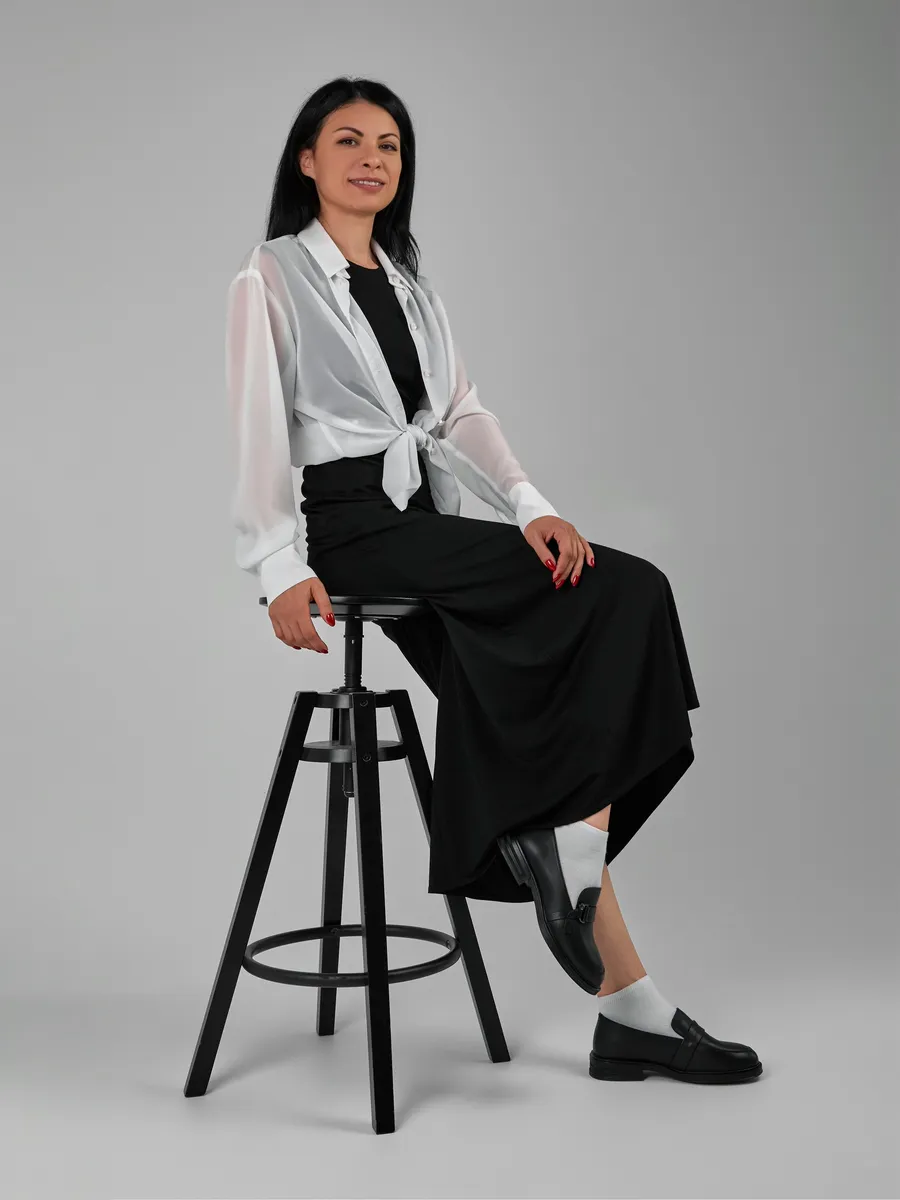 Лоферы женские натуральная кожа черные на каблуке XDN-52599-4A-ST