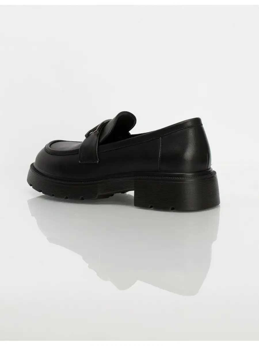 Лоферы женские натуральная кожа осенние на платформе черные 22R3-21-101