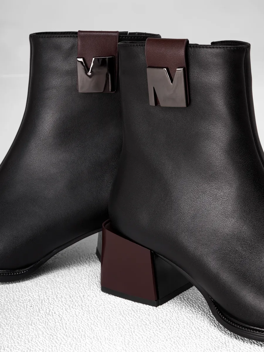 Ботильоны женские демисезонные натуральная кожа на каблуке SOU-52033-1A-SB