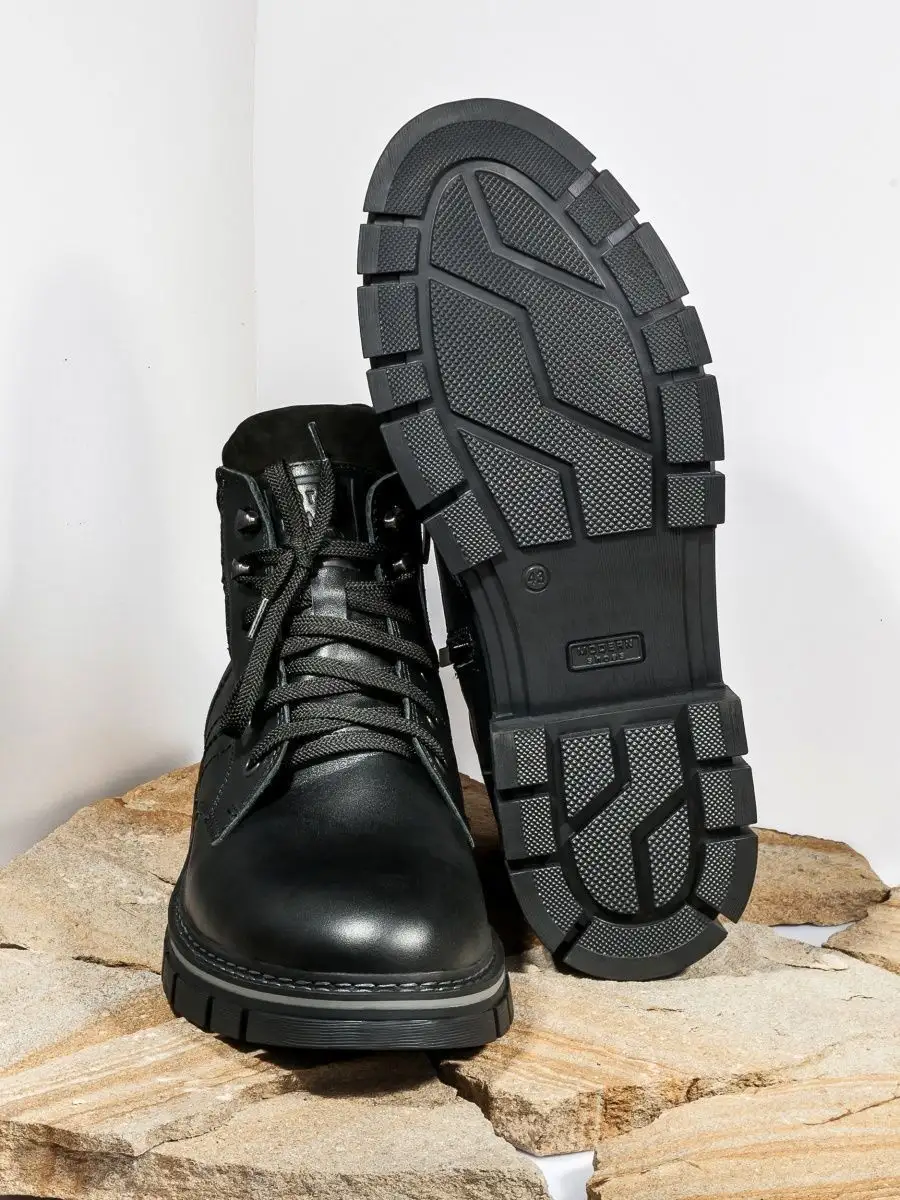 Ботинки мужские зимние натуральная кожа черные классические WM004-013