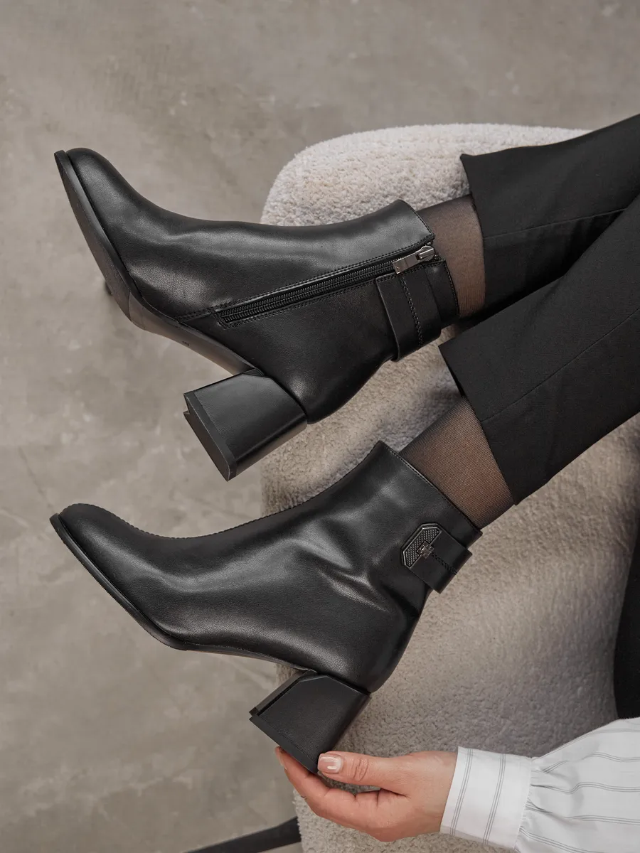 Ботильоны женские демисезонные натуральная кожа на каблуке 51-DBA9-8-101