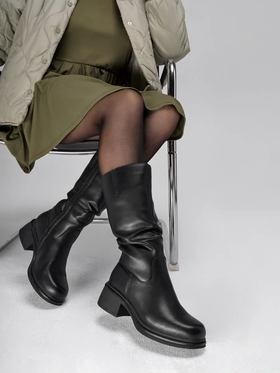 Сапоги женские зимние натуральная кожа на каблуке 25-WPE21-14-101