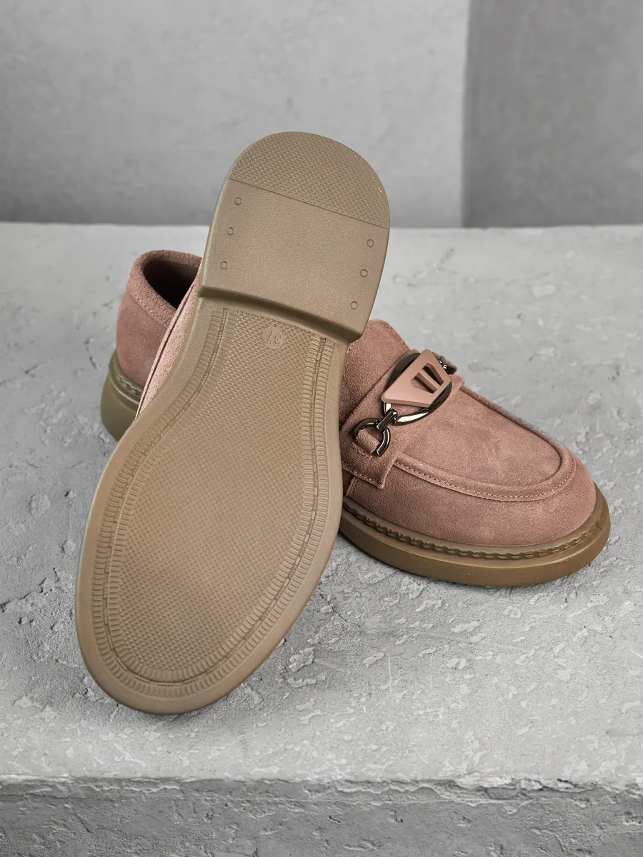 Лоферы женские замшевые натуральные на платформе 51-TZU3-13-210