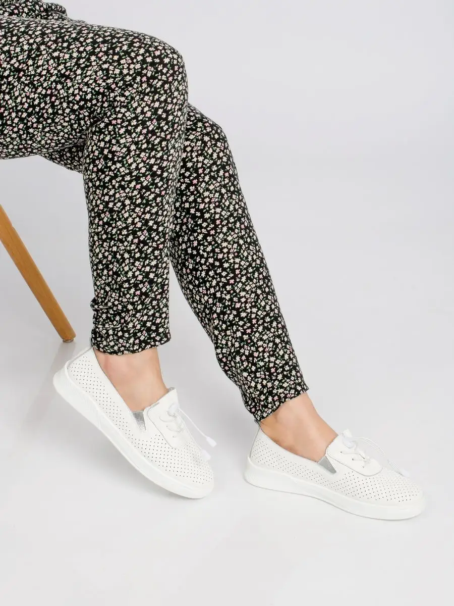 Мокасины женские натуральная кожа летние белые дышащие N231-LR-03-B