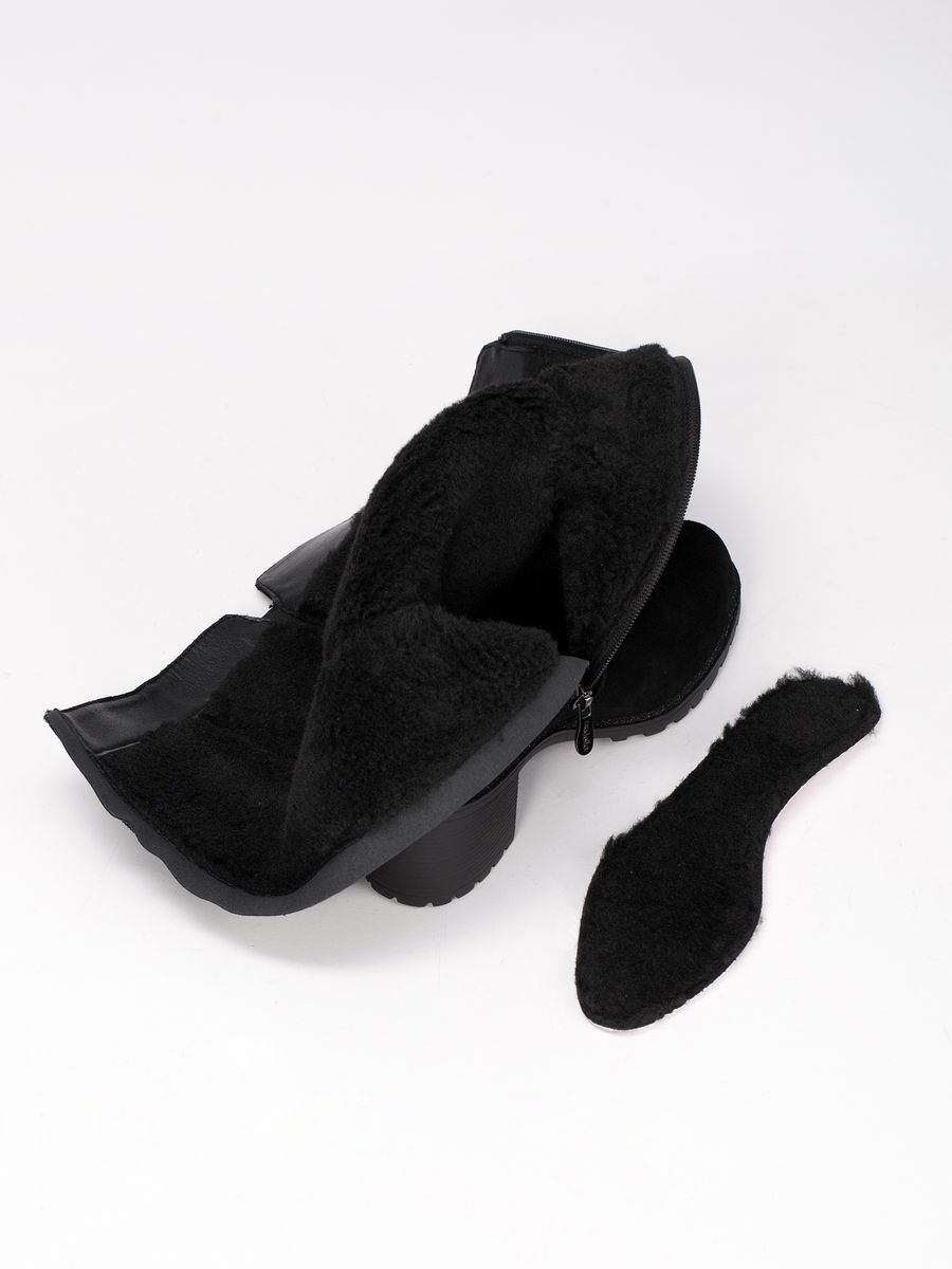 Сапоги женские зимние натуральная замша черные на каблуке XJU-12747-2A-SW